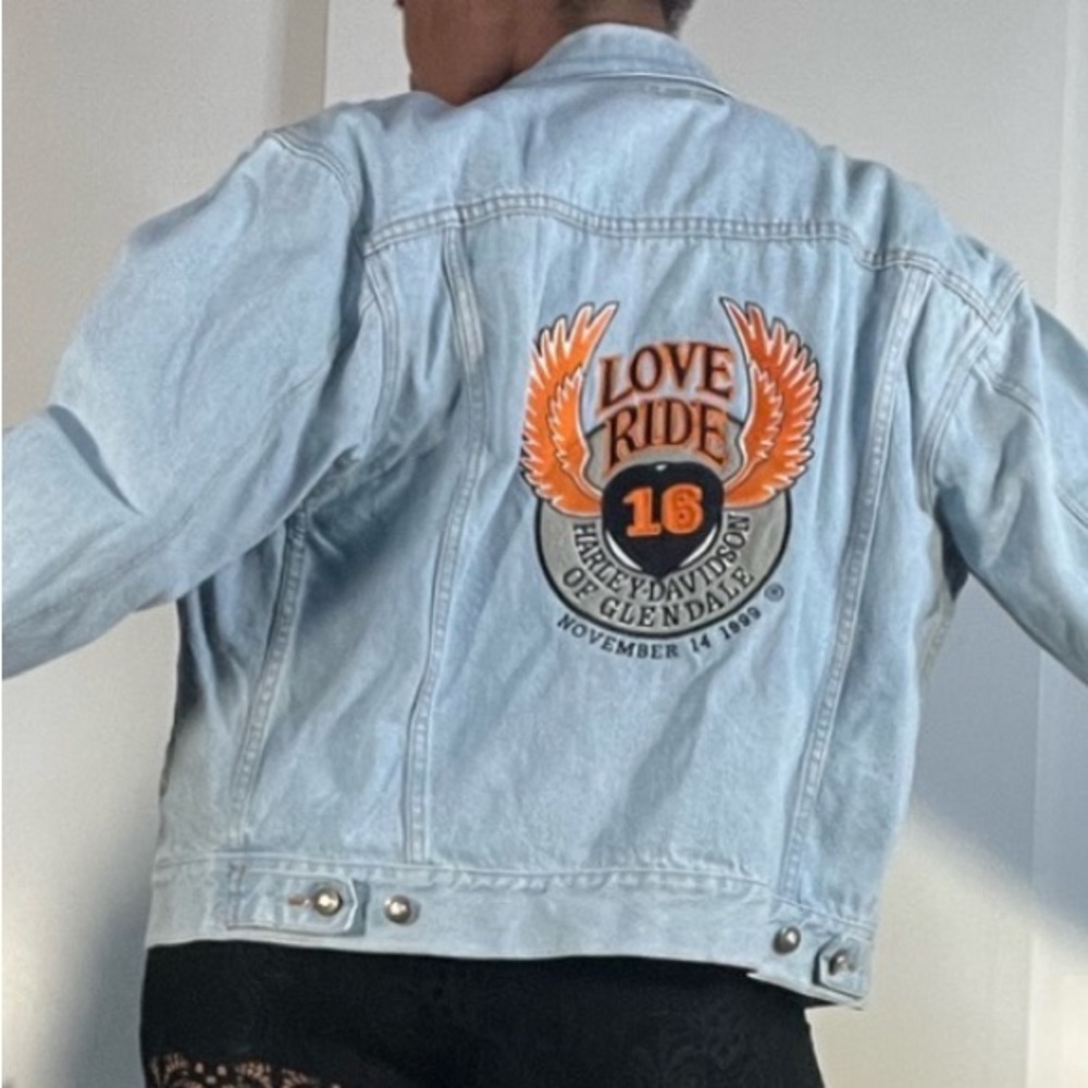 FIRST CHOICE vintage Harley Davidson patch denim jean jacket